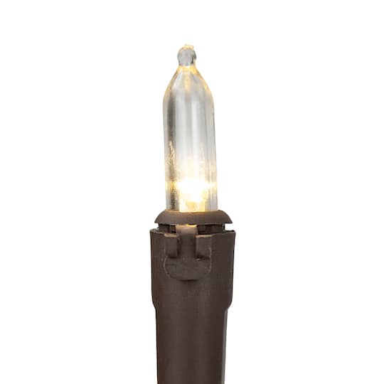 35ct. Warm White LED Mini Christmas Lights Set With Brown Wire